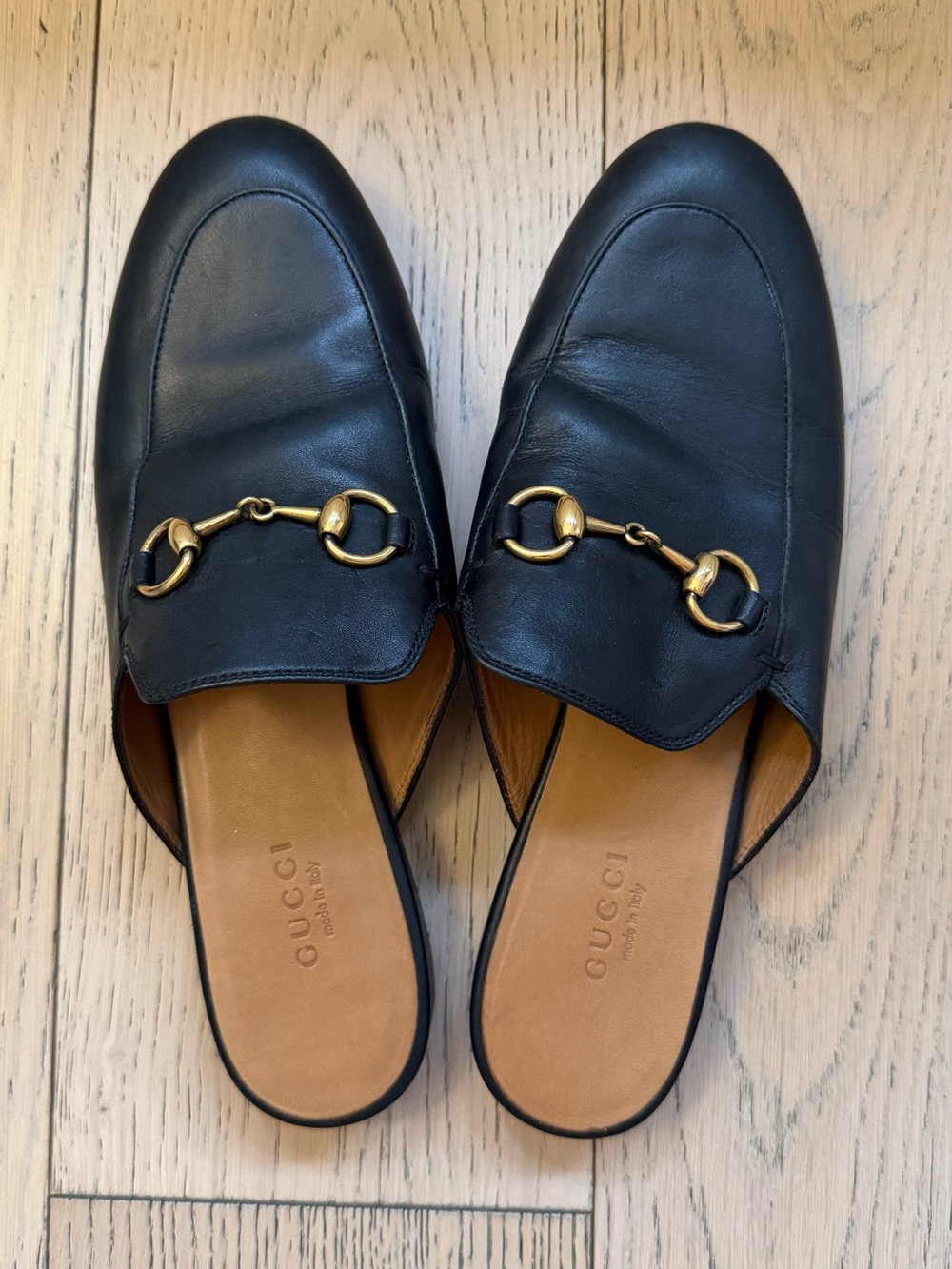 Authentic Gucci Horsebit Black Leather Mule Loafer Size 36.5